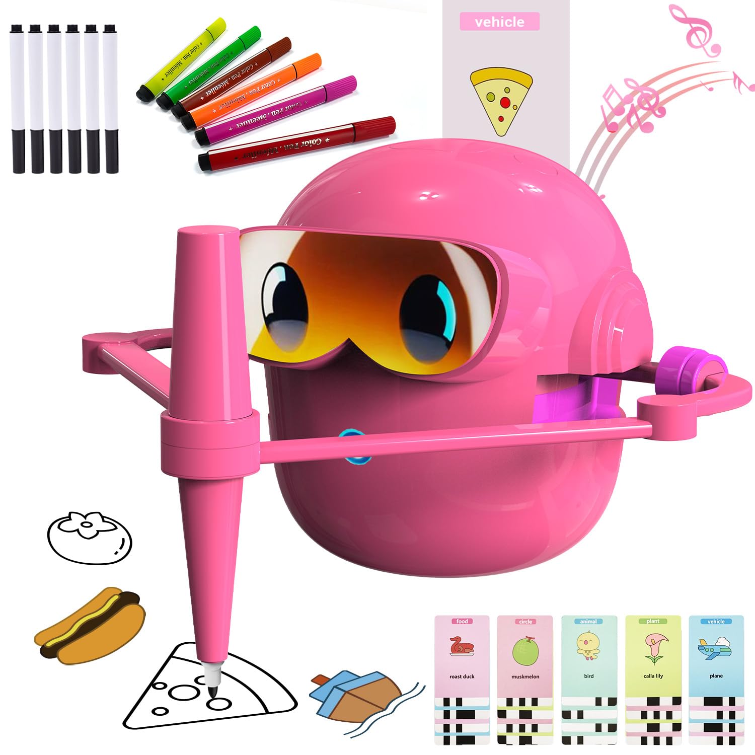 Custer's Night Drawing Robot for Kids - Montessori Painting Toys for 3 4 5 6 7 8 Year Old, Voice Interactive Educational Drawing Machine with 100
