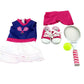American Fashion World Purple & White Tennis Outfit Set for 18-inch Dolls| 5 Piece Set | Premium Quality & Trendy Design | Dolls Clothes | Outfit