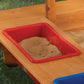 KidKraft Outdoor Covered Wooden Sandbox with Bins and Striped Canvas Canopy, Kids' Outdoor Furniture, Navy & White, Gift for Ages 2-8, Natural, 58.7 x