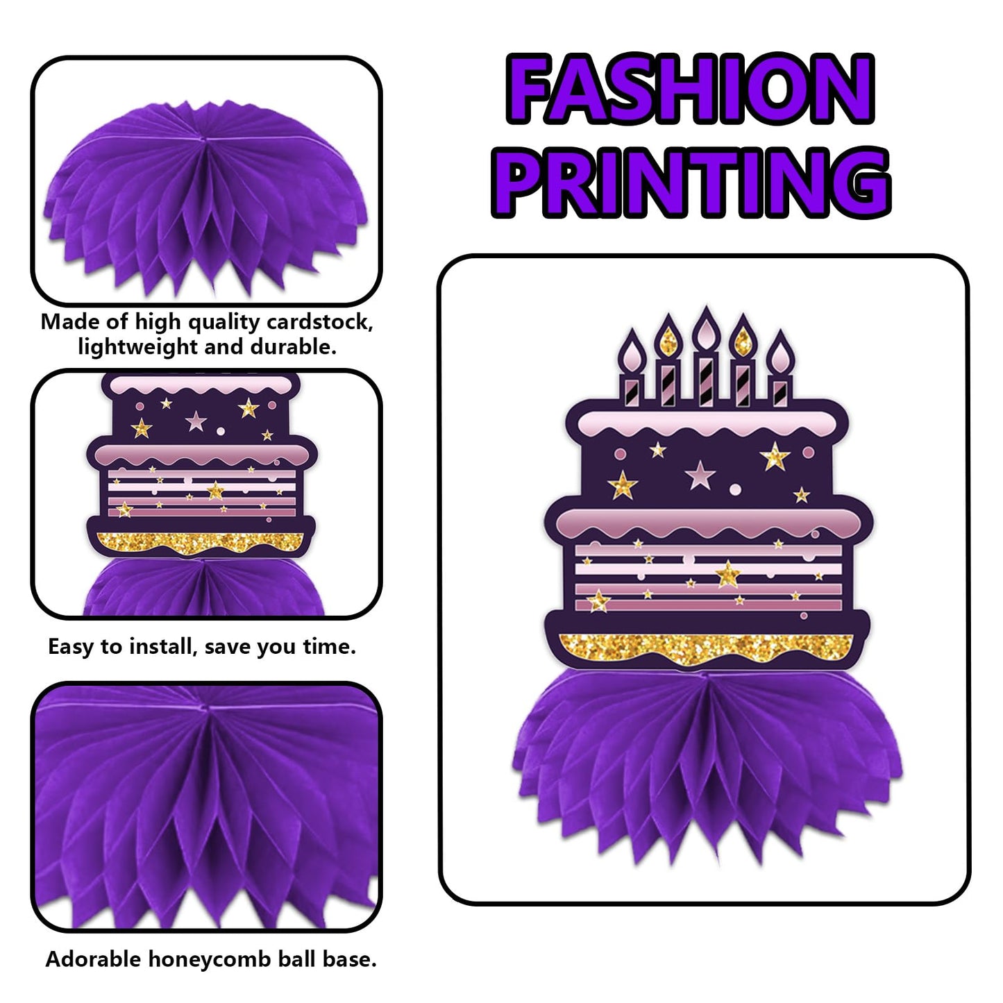 Happy 31st Birthday Honeycomb Centerpieces 31st Birthday Decor Purple Golden Table Toppers Cheers to 31 Years Table Decorations for Woman Man