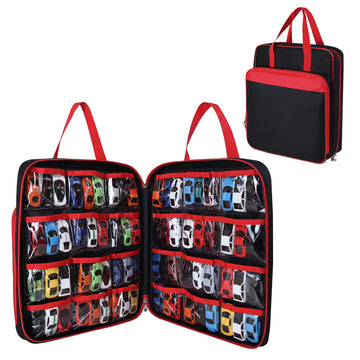 99-Capacity Toy Car Carrying Case, Portable Storage Organizer Bag Compatible with Hot Wheels/Matchbox 1:64 Scale Diecast Cars, Large Travel Tote for
