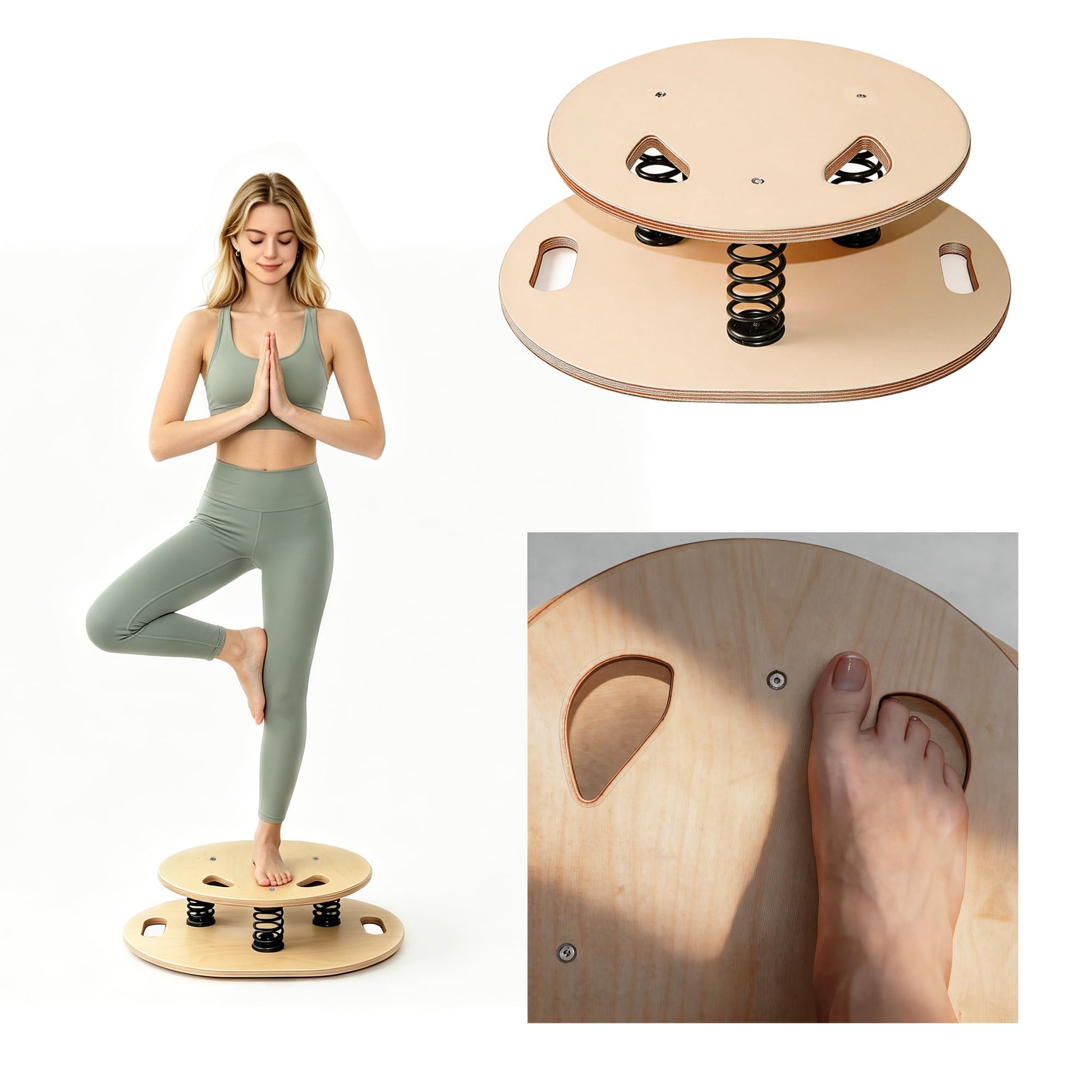 Wooden Balance Board - 400 lbs Capacity 360° Dynamic Spring Rebound Wobble Board Exercise Equipment Balance Trainer for Adults Kids Core Strengthening