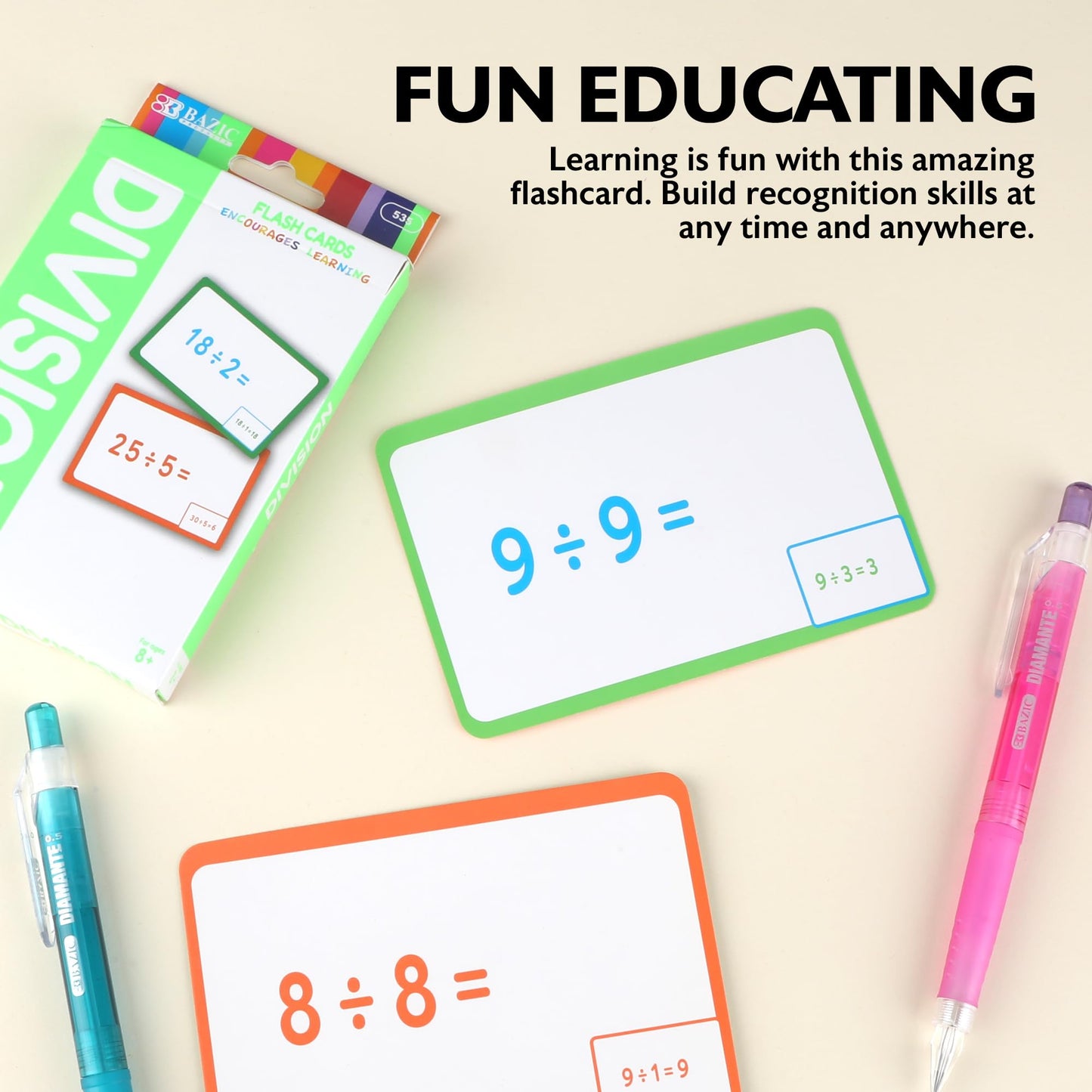 BAZIC Division Flash Cards (36/Pack)