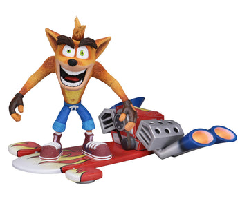NECA Crash Bandicoot - 7” Scale Action Figure - Deluxe Crash with Jet Board