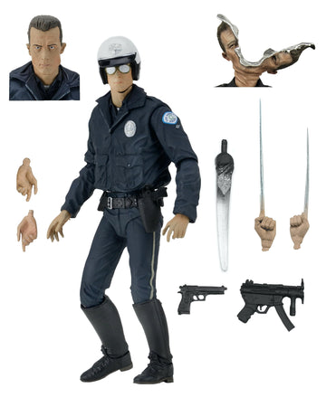 NECA - Ultimate T-1000 Motorcycle Cop Terminator Scale Action Figure, 7"