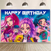 Demon Movie Hunters Birthday Decorations,Demon Movie Hunters Happy Birthday Banner Backdrop for Kids Birthday Party Supplies 60 * 40 inches
