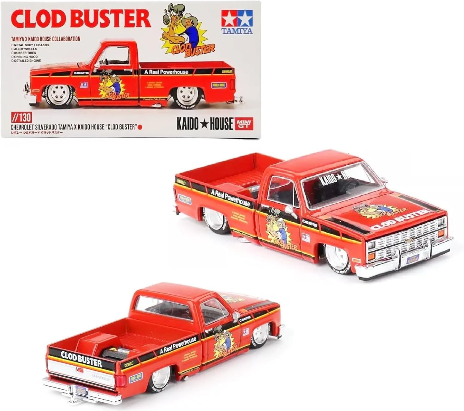 1:64 Scale Diecast Model Car Compatible with Chevrolet Silverado Tamiya x Kaido House “CLOD Buster” Orange Limited Edition by Kaido House