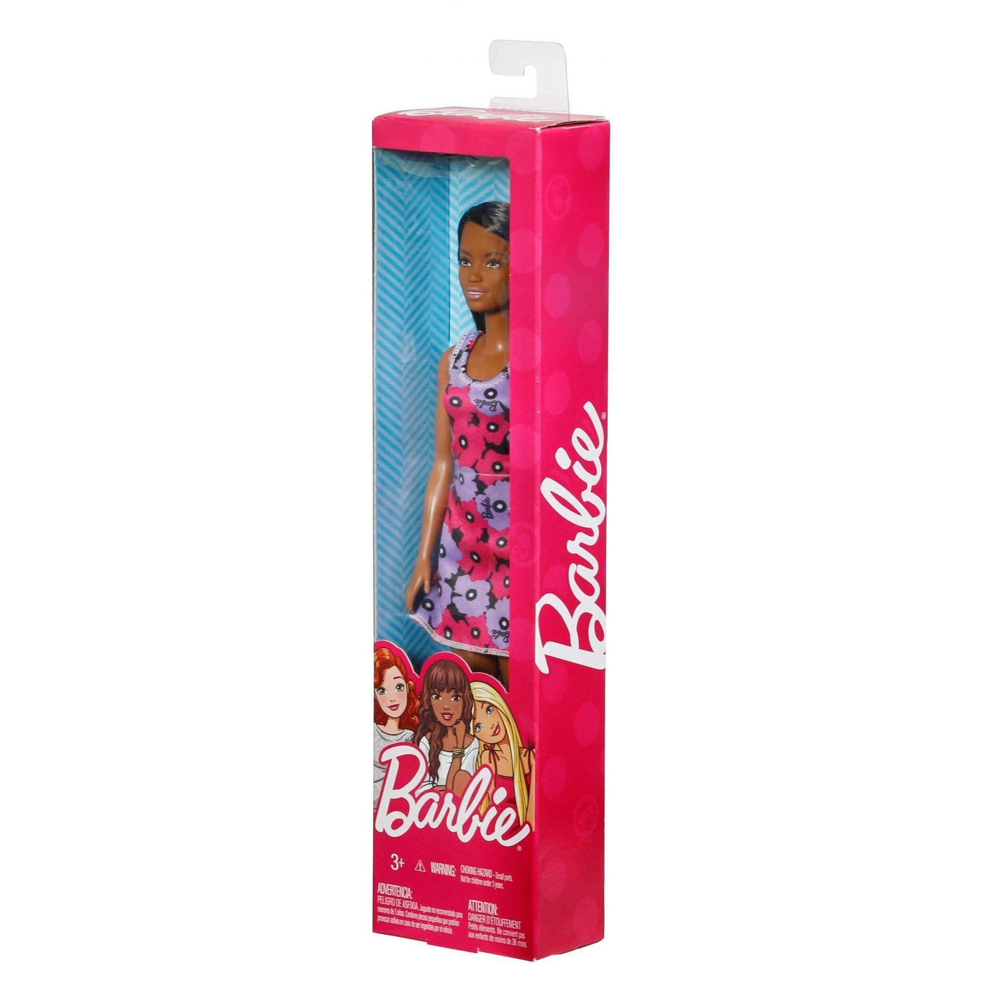 Barbie African American Doll with Spring Dress Purple and Pink Flowers