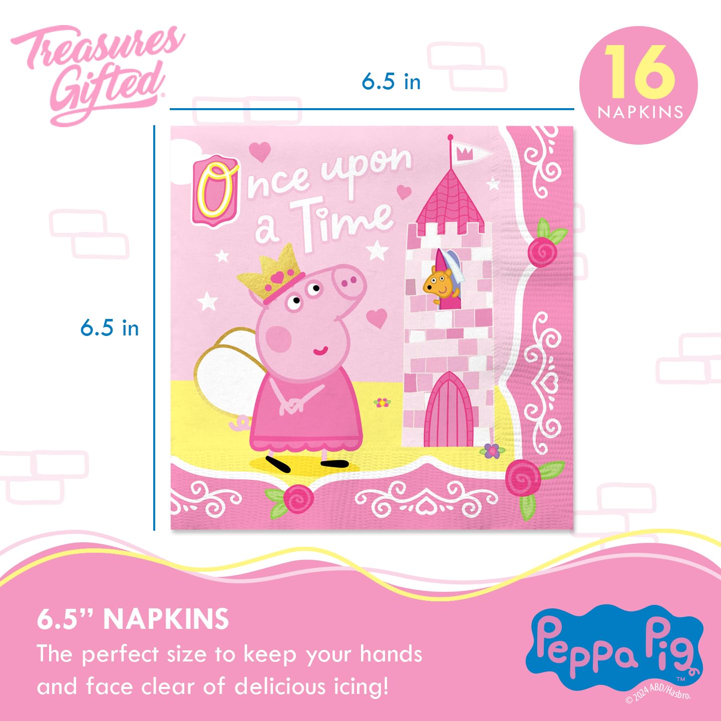 Treasures Gifted Princess Peppa Pig Birthday Party Supplies - Serves 16 Guests - Officially Licensed Party Supplies Deluxe Set - Plates, Cups