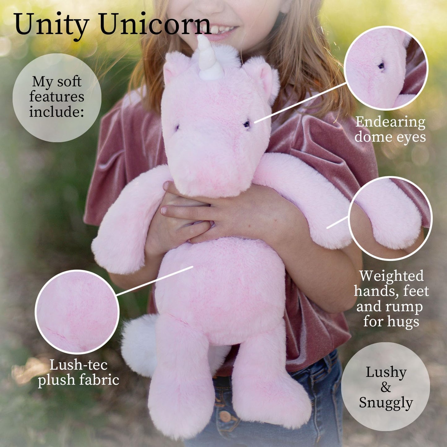World's Softest Plush Stuffed Animal for Baby, Toddler, Kids, Adults - Adorable Toy Made from Kid-Friendly, Quality Materials - Lushee Rose Unity