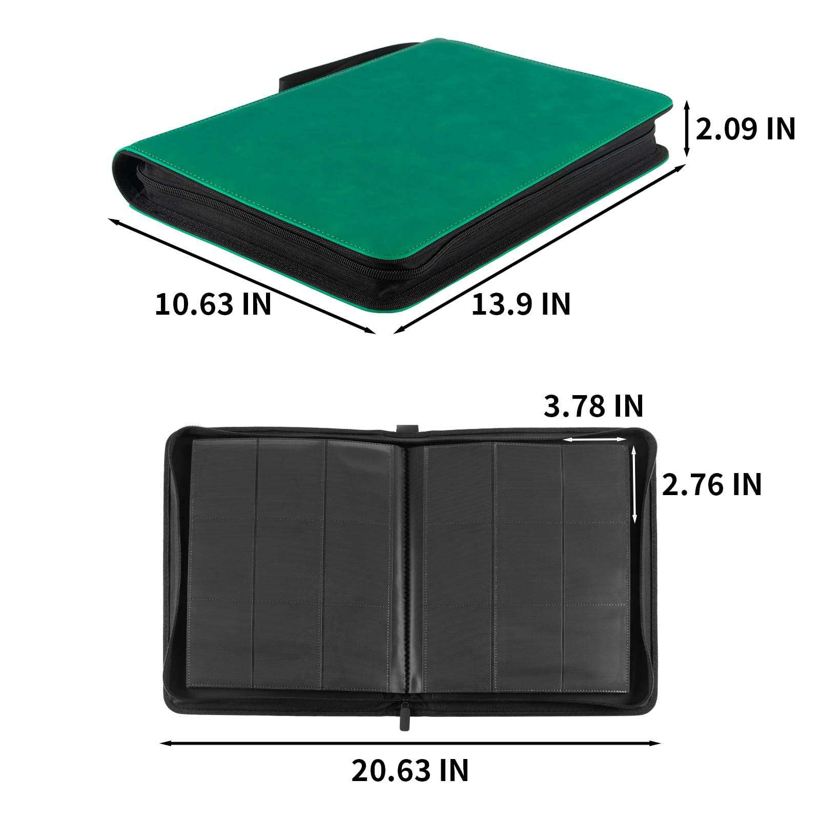 Prilino Ringless Trading Card Binder, 9 Pocket, 432 Storage Capacity, Green