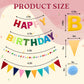 IKMVZM Felt Happy Birthday Banner Set, Pre-Strung 3D Happy Birthday Banner with Pom Pom Garland & Triangle Bunting, Colorful Reusable Birthday Party