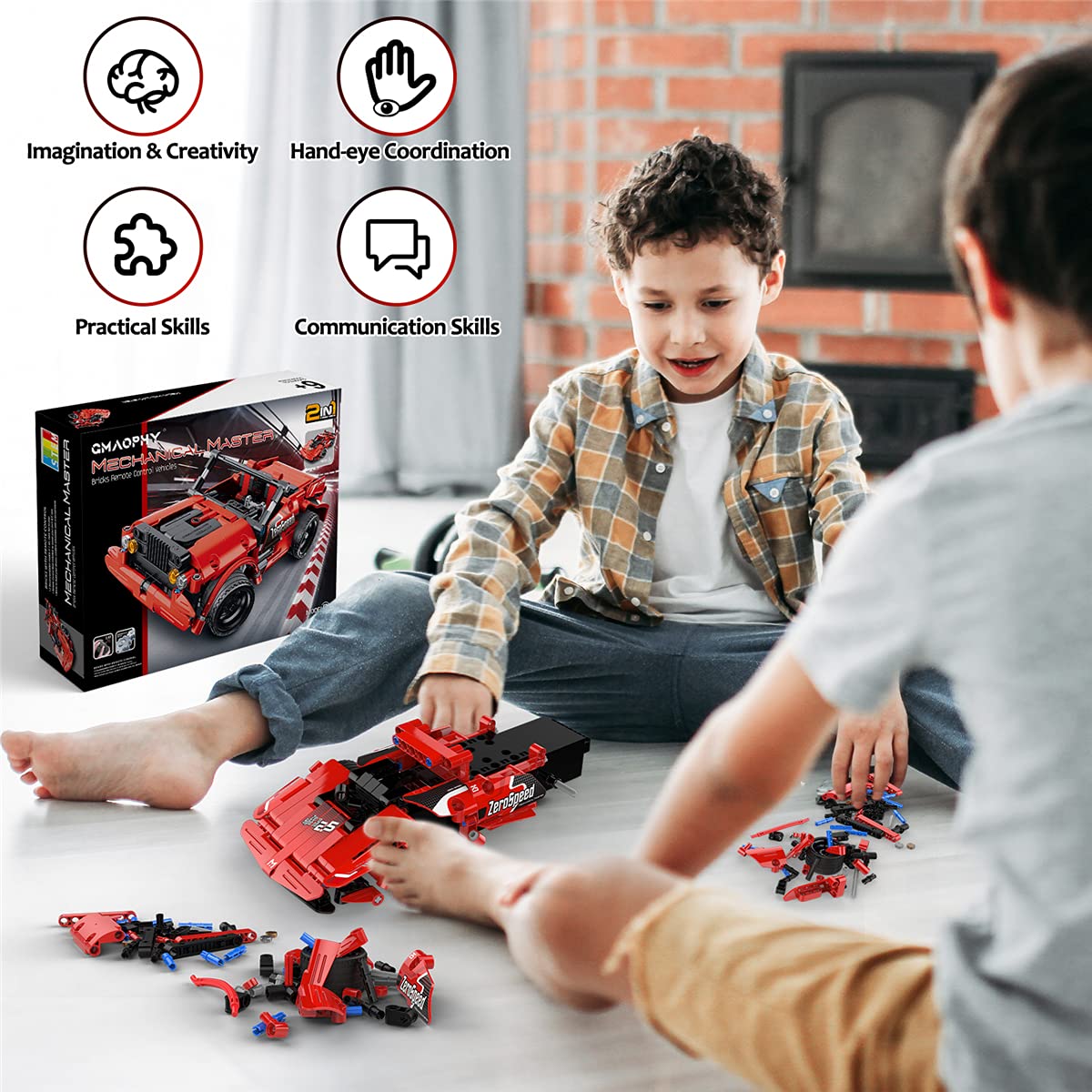 GMAOPHY STEM Building Toys for Kids Age 5 6 7 8 9 10 11 12 Years Old, 2 in 1 Remote Control Racer Car Engineering Kits, Early Learning Building