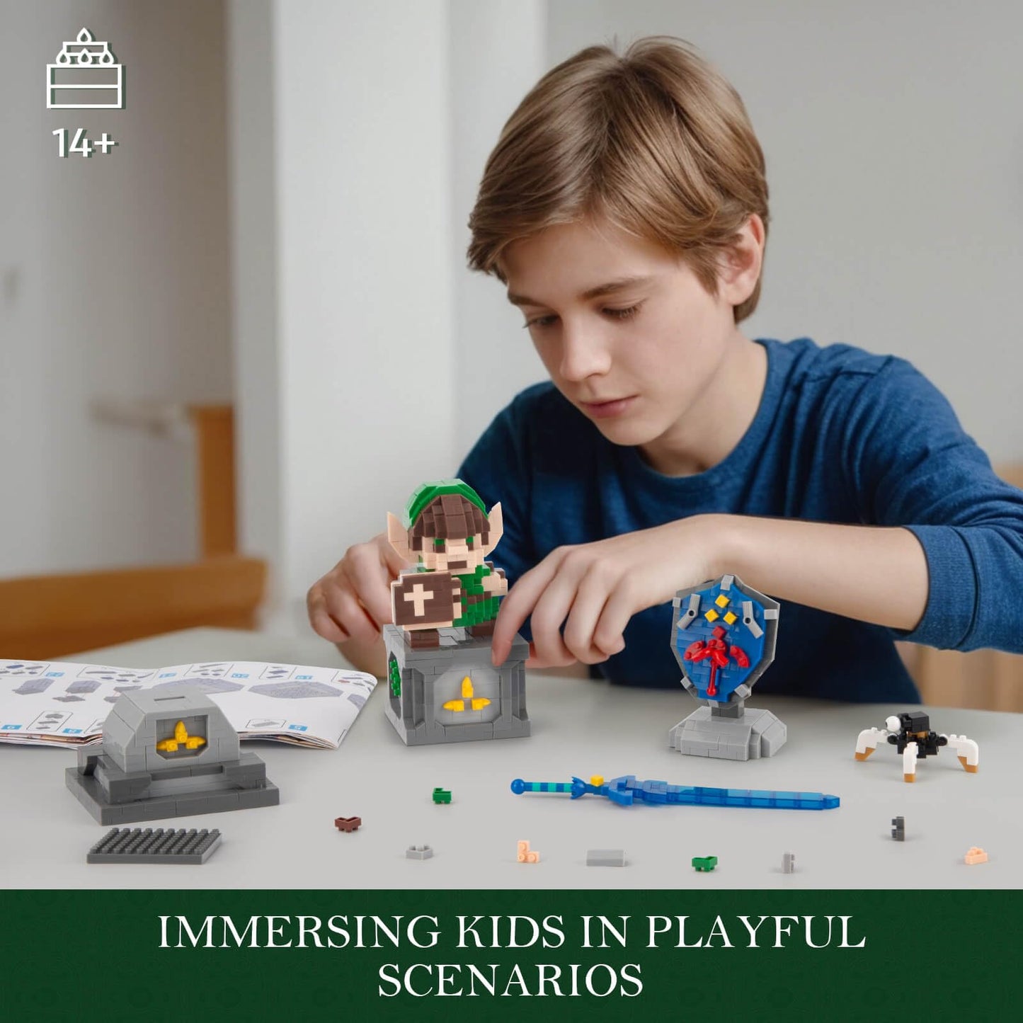 Finger Rock Link Building Set, Game Action Figure Building Kit, 4 in 1 BOTW Holding Master Sword and Hylian Shield Guardian Toys Gifts for Adults