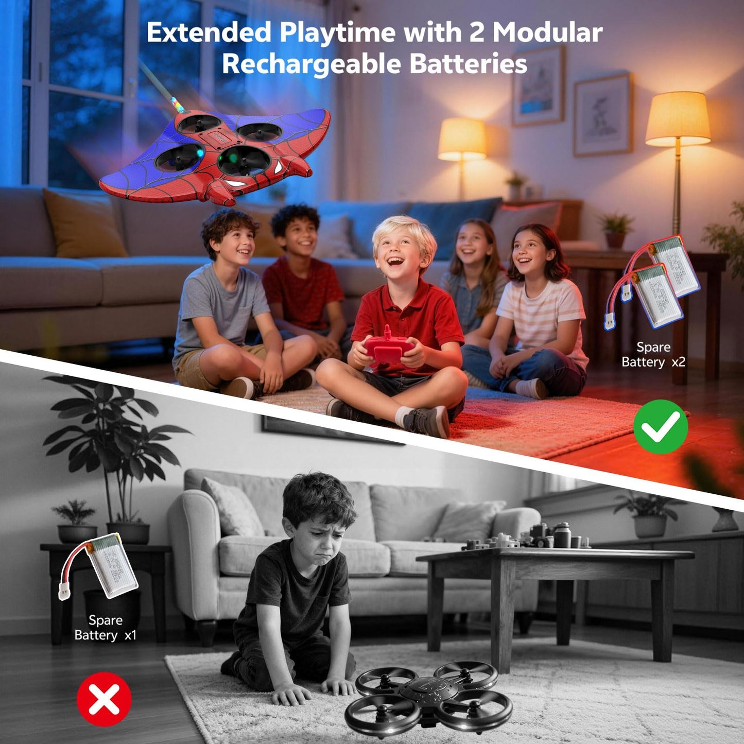 RC Plane, Remote Control Airplanes for Kids, Spider Toys with LED Lights