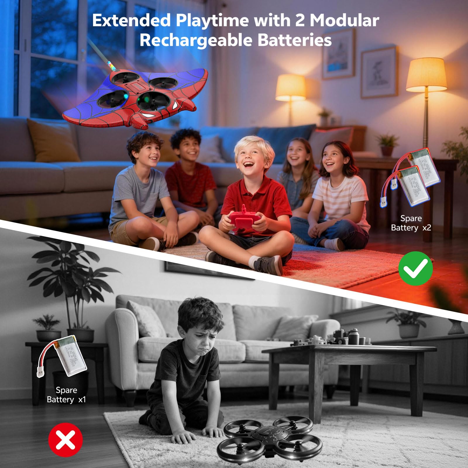 RC Plane, Remote Control Airplanes for Kids, Spider Toys with LED Lights