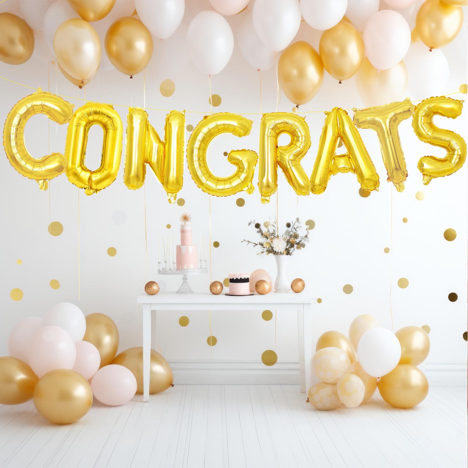 16 Inch Gold 'CONGRATS' Balloon Banner - Congratulations Foil Mylar Letter Balloons Decorations for Graduation, Proms, Engagements, Weddings Party