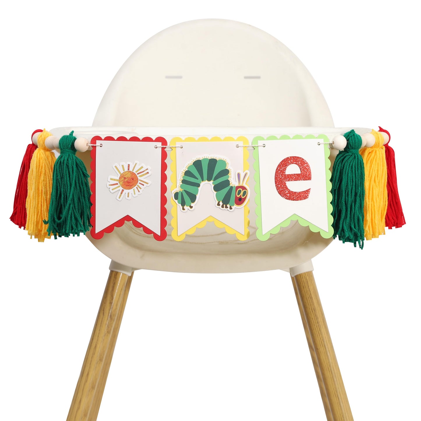 Hungry Caterpillar One High Chair Banner - Fruit Theme Decorations? 1st Birthday, Kindergarten Decorations Banner, One Year Old Party Background Photo