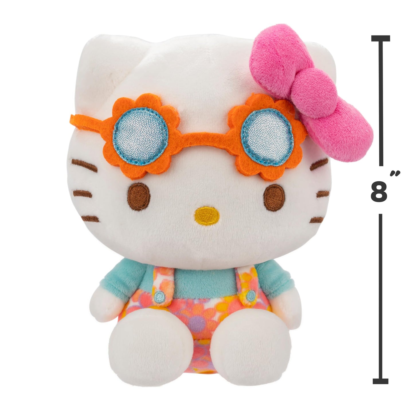 Hello Kitty and Friends 8" Plush w/Flower Overalls & Sunglasses - Limited Edition Officially Licensed Sanrio - Soft Doll Stuffed Toy Figure - Gift