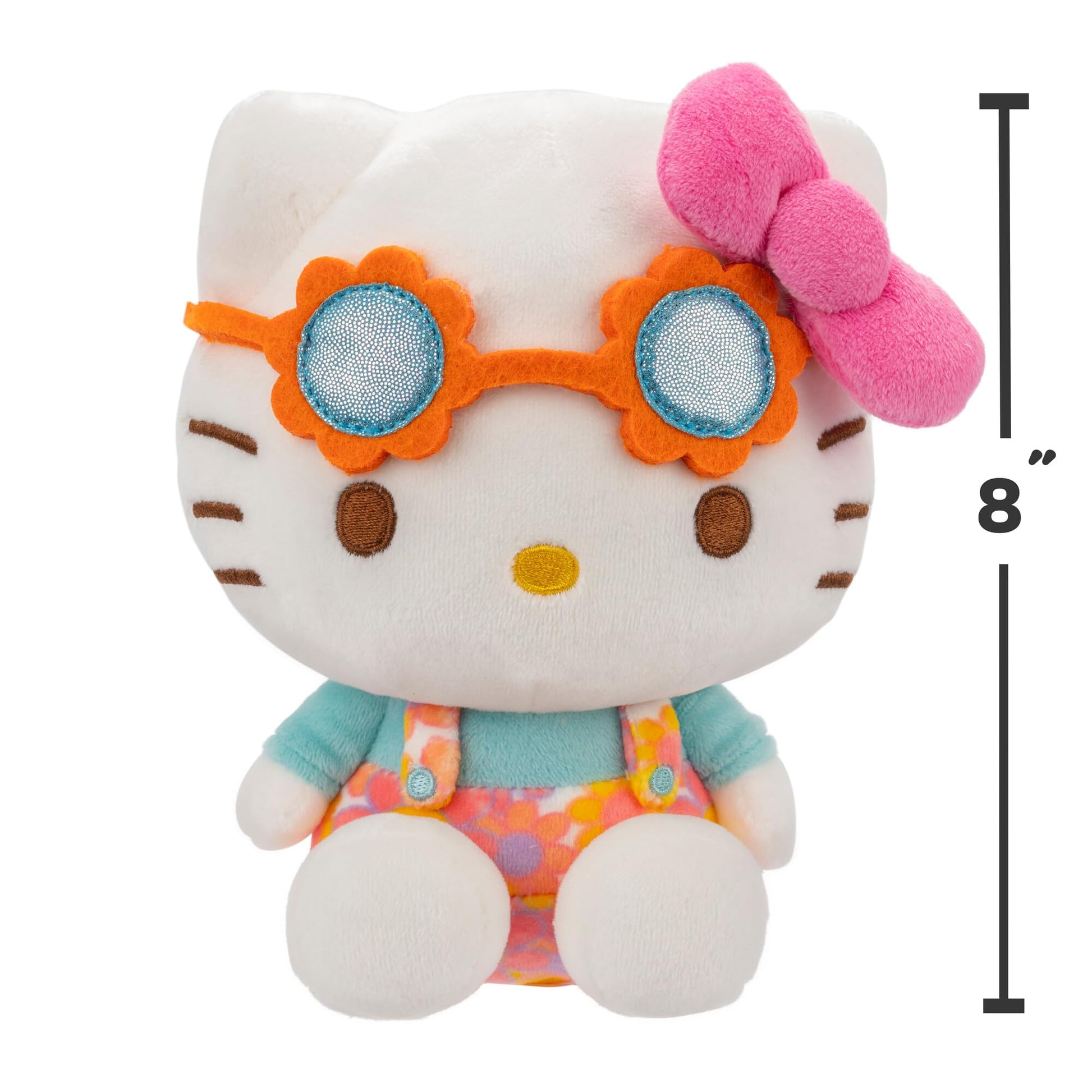 Hello Kitty and Friends 8" Plush w/Flower Overalls & Sunglasses - Limited Edition Officially Licensed Sanrio - Soft Doll Stuffed Toy Figure - Gift