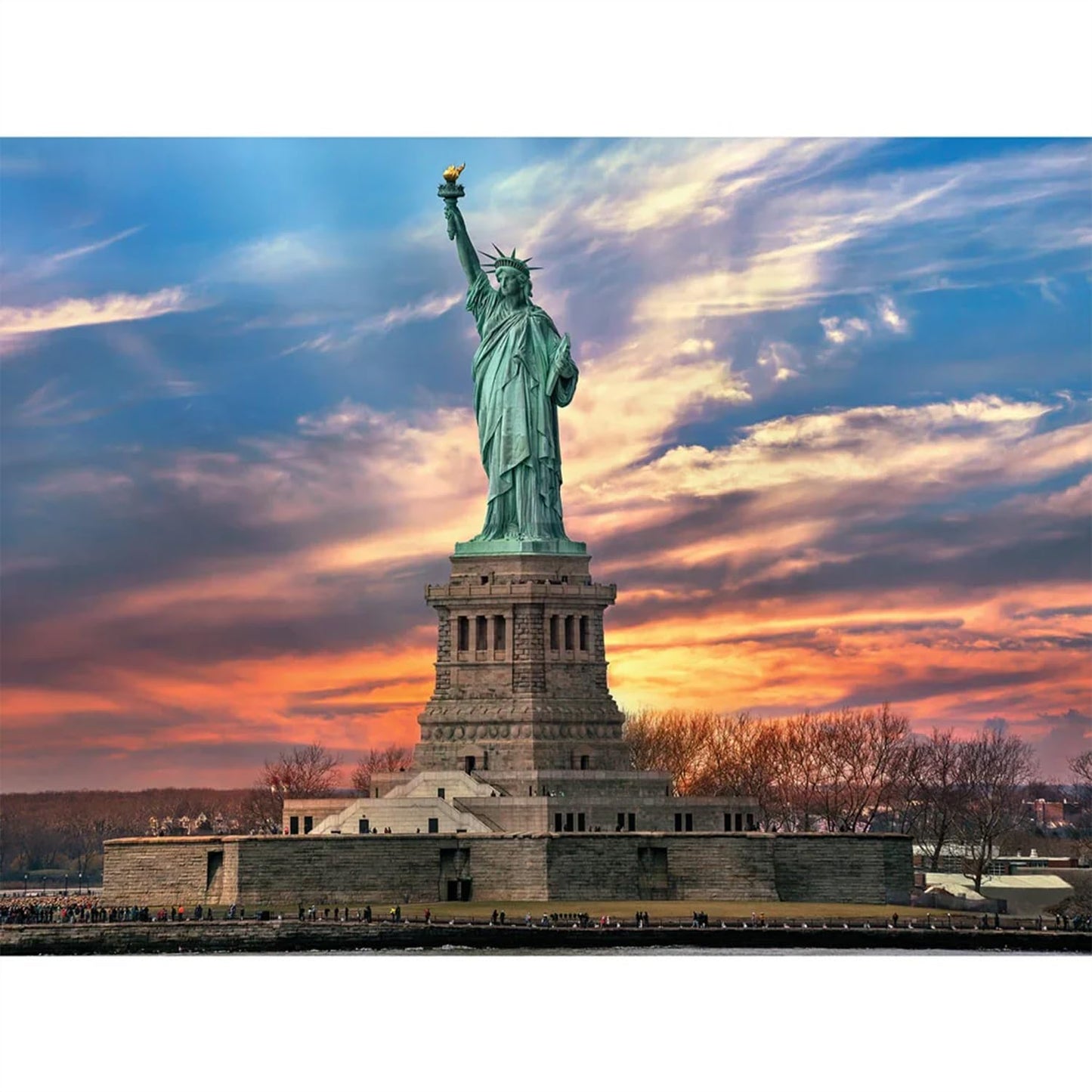 Bits and Pieces 500 Piece Puzzles for Adults - Large 18" x 24" Jigsaw Puzzles 500 Pieces Sunset on Liberty Island, Random Die Cut, No 2 Pieces Alike