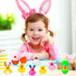 18 Pcs Prefilled Easter Eggs with Bunny Duckies,Bright Colorful Easter Eggs Filled with Rubber Duck,Squeeze Duckies Bunny Bathtub Toys for Easter