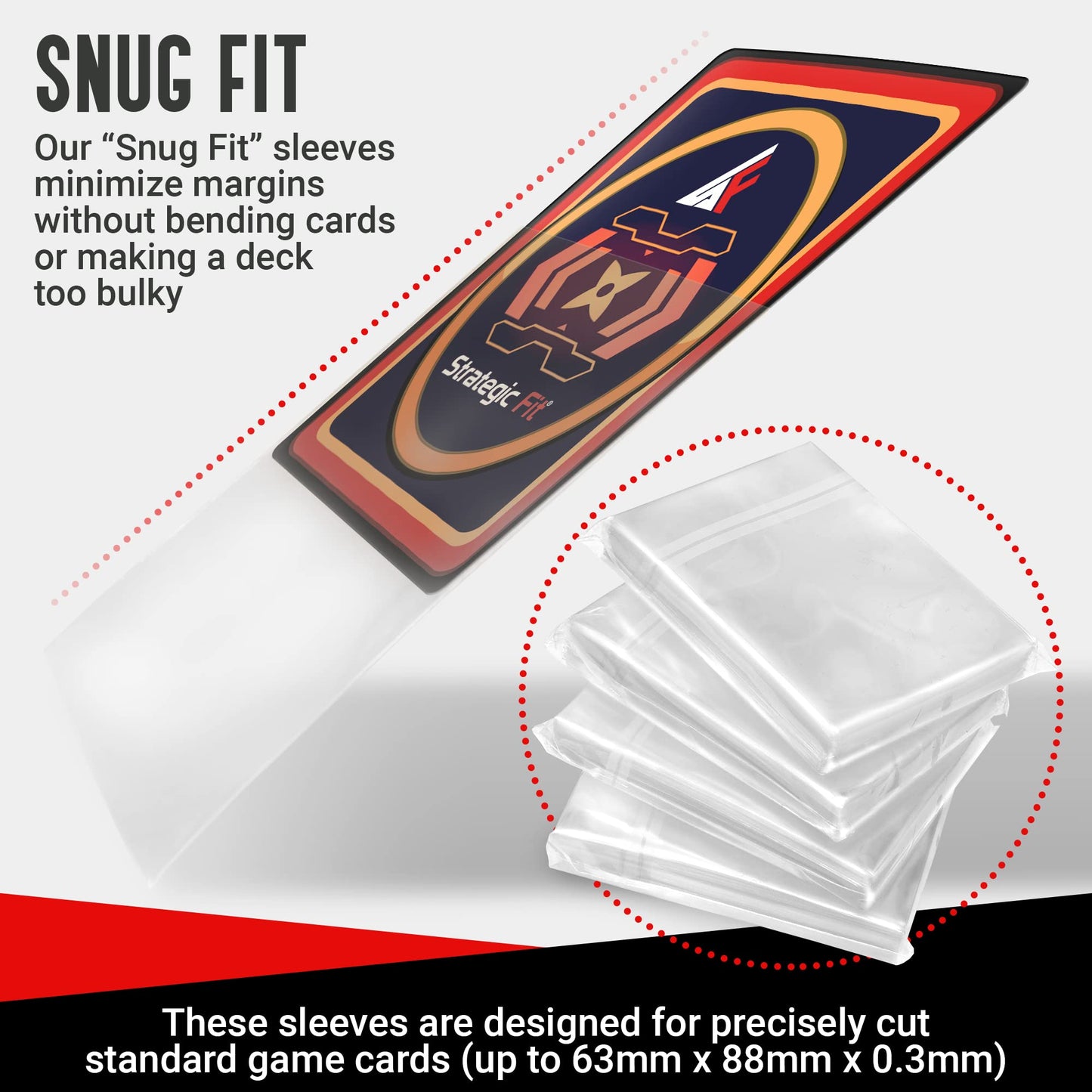 Strategic Fit Premium Snug Fit Clear Card Sleeves for Games - 500 Trading Card Sleeves - Standard Size Card Protector Sleeves - Ideal as MTG Card