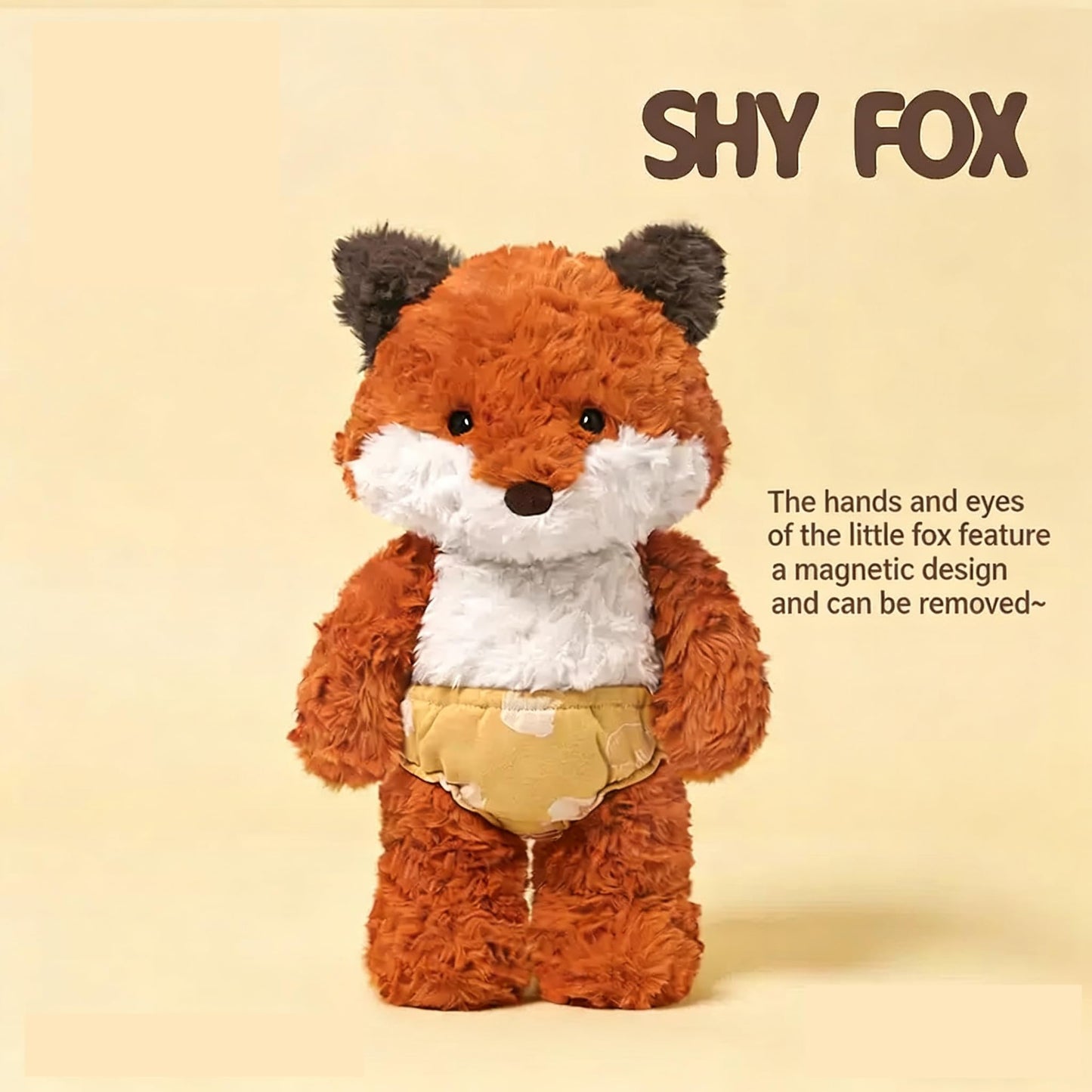 Lambasami Plush Animal Toy with Diaper, Soft Stuffed Dog Pig Fox Set, Baby Pretend Play Gift (Fox, 14.6)