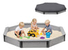 85''x78''x9'' Octagon Sandbox with Cover for Kids Outdoor Play, Wood Large Sandpit with 4 Benches, Quick Easy Install, US. Patented