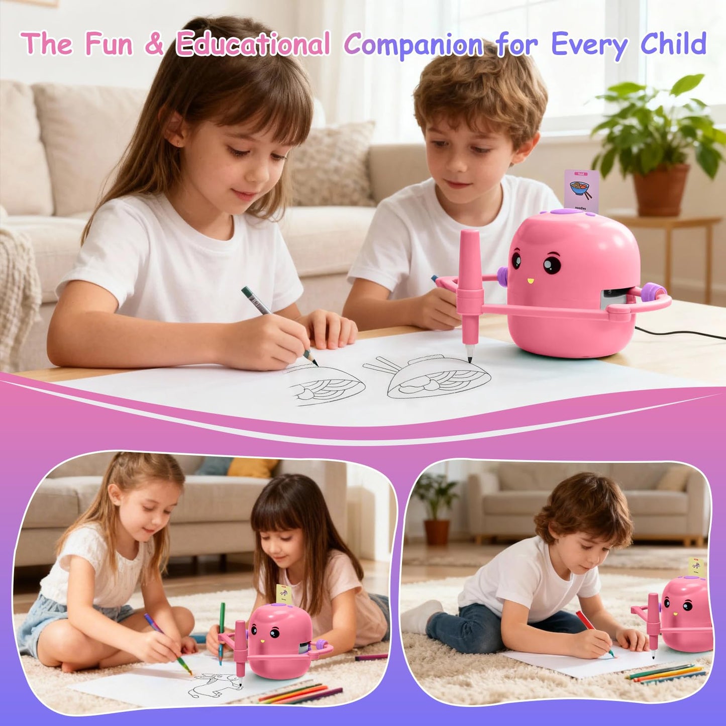 Drawing Robot for Kids, Voice Interactive Educational Drawing Machine with 150 Drawing Cards, Montessori Learning Toys for Kids Ages 3-8, for Boys