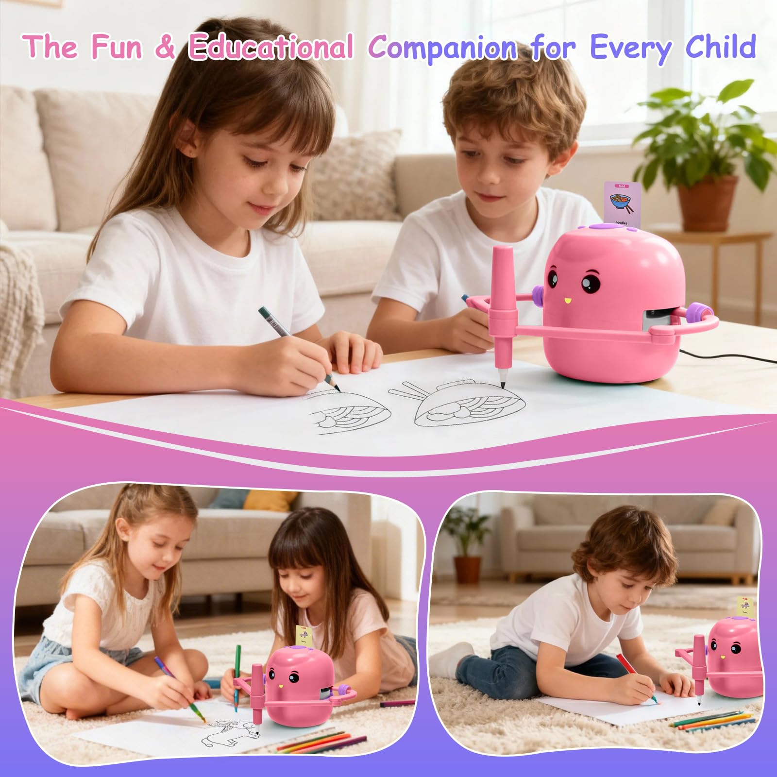 Drawing Robot for Kids, Voice Interactive Educational Drawing Machine with 150 Drawing Cards, Montessori Learning Toys for Kids Ages 3-8, for Boys