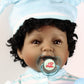 JRLCGYP 22" African American Baby Doll, Realistic Black Reborn Baby Dolls Silicone Vinyl Babydoll, Lifelike Soft Cloth Body Boy Doll, Birthday Set for