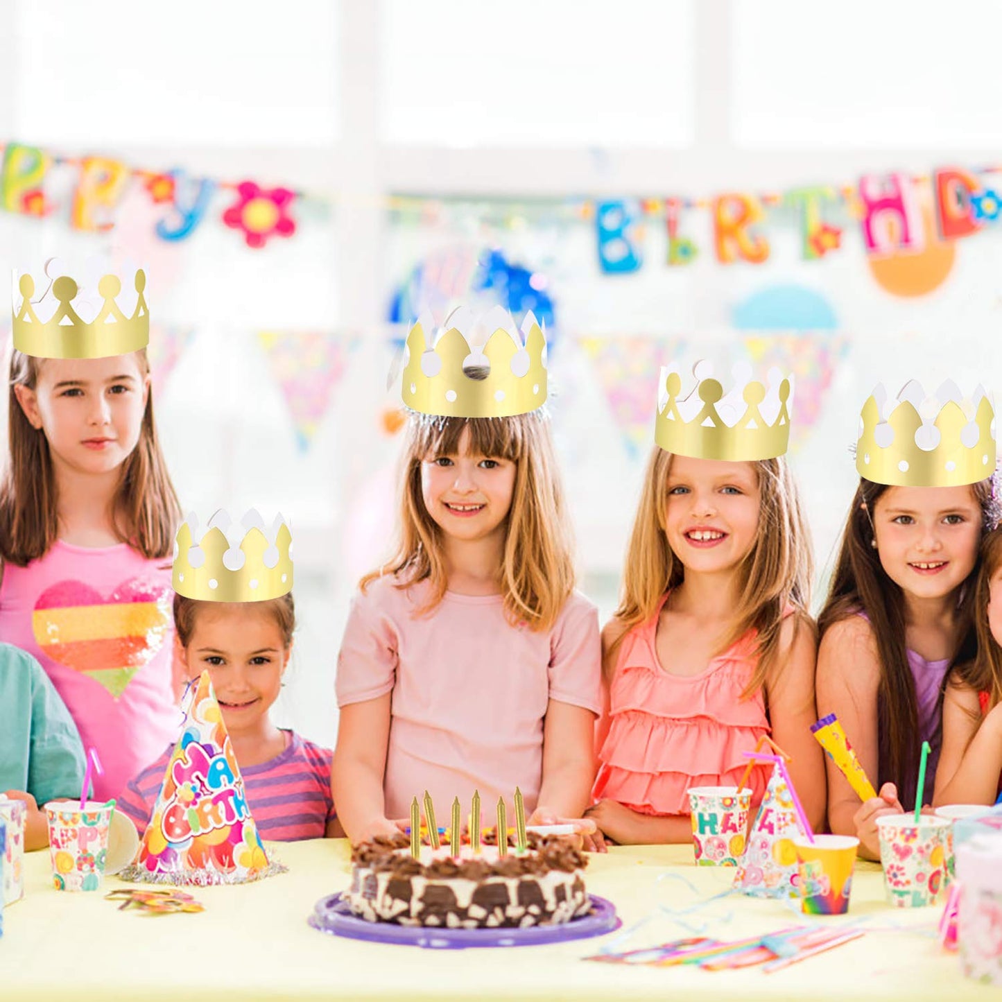 LOCOLO 30 Pieces Golden Paper Crown Gold Paper Crowns Birthday Party Bulk