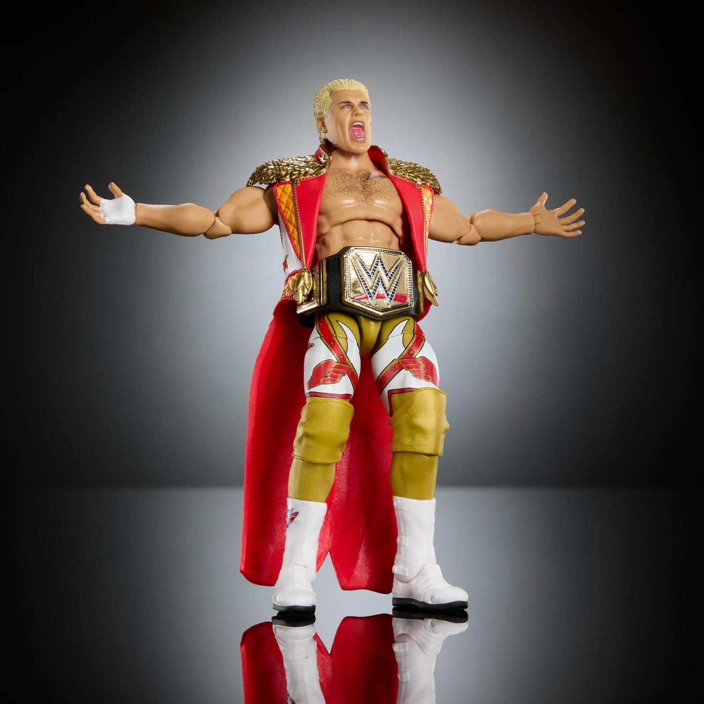 Mattel WWE Ultimate Edition Action Figure & Accessories Set, Cody Rhodes 6-inch Collectible with Swappable Heads & Hands, 30 Articulation Points