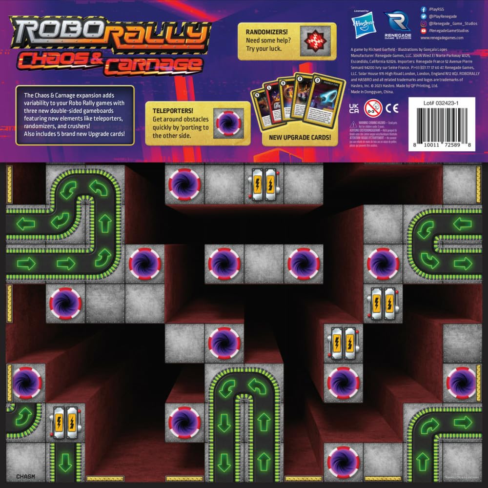 Renegade Game Studios Robo Rally: Chaos & Carnage Expansion Board Game with Teleporters, Crushers, Randomizers