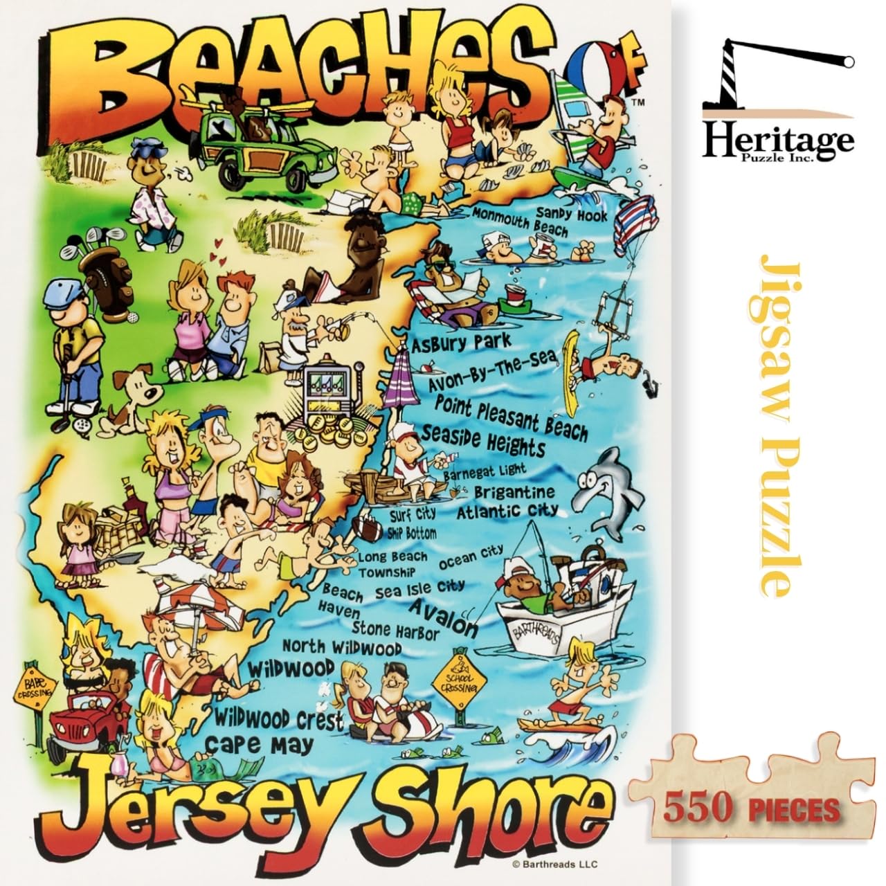 Heritage Puzzle Beaches of the Jersey Shore Map 550 Pieces