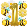 DANIUBE 9PCS Bee Balloons, Bee, White and Yellow Daisy Flower, Number 1 Foil Balloons for Baby Shower, 1st Birthday Party Decorations Supplies.