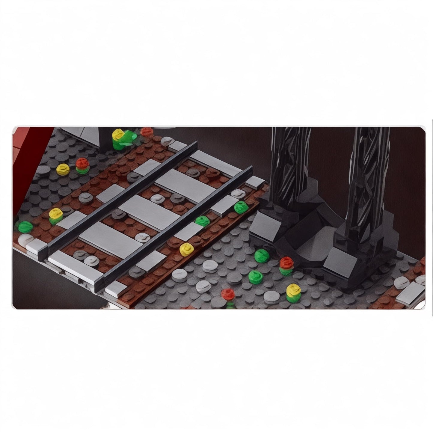 General Jim's Red Railway Crossing Modular Building Block Bricks Set, Contains 655 Brick Pieces, Base Plates Included, for Adults, Teens and Train