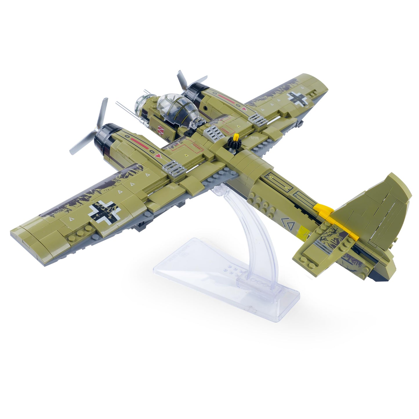 General Jim's WWII Iron Empire JU-88 Bomber Plane Building Blocks Set, 559 Pieces German Twin-Engine Aircraft Model w/Display Stand, Detailed WWII
