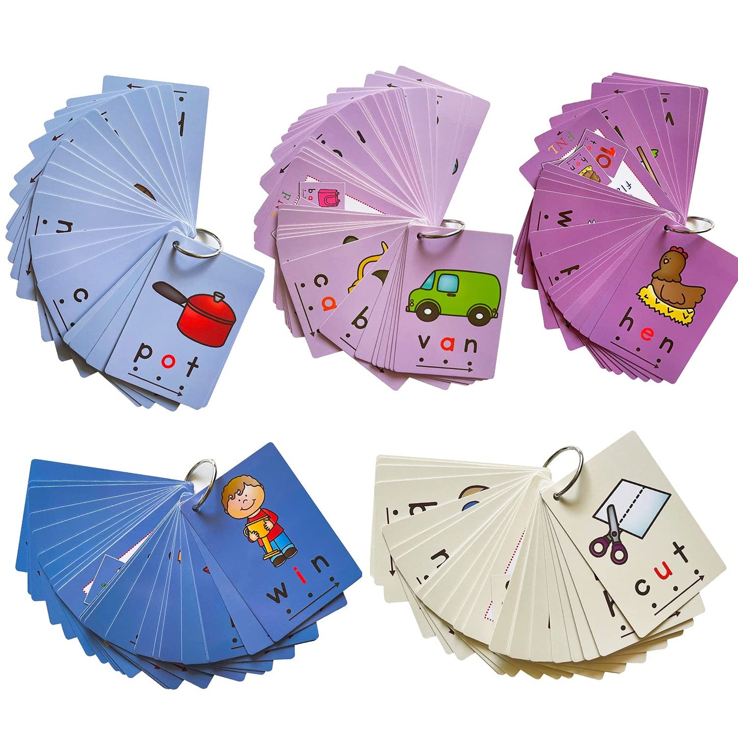 Richardy CVC Flashcards Short Vowel Word Cards CVC Beginning Phonics Word Builders Toddler Learning Toys 4.3 X 3 Inch 126 Cards…