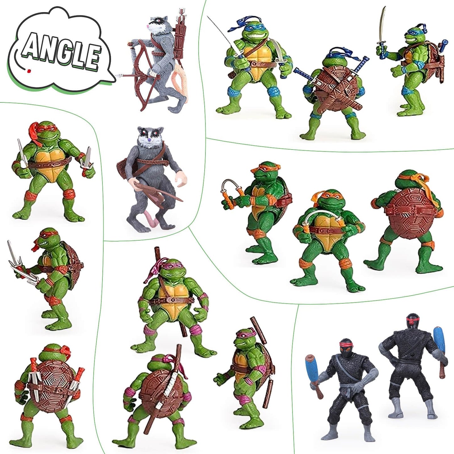 KLUKGE 6-Packs Turtles Action Figures 4.7 Inches Turtles Toys Multi-Jointed Movable Cartoon Turtle Toy Set Birthday Gifts for Friends and Fans
