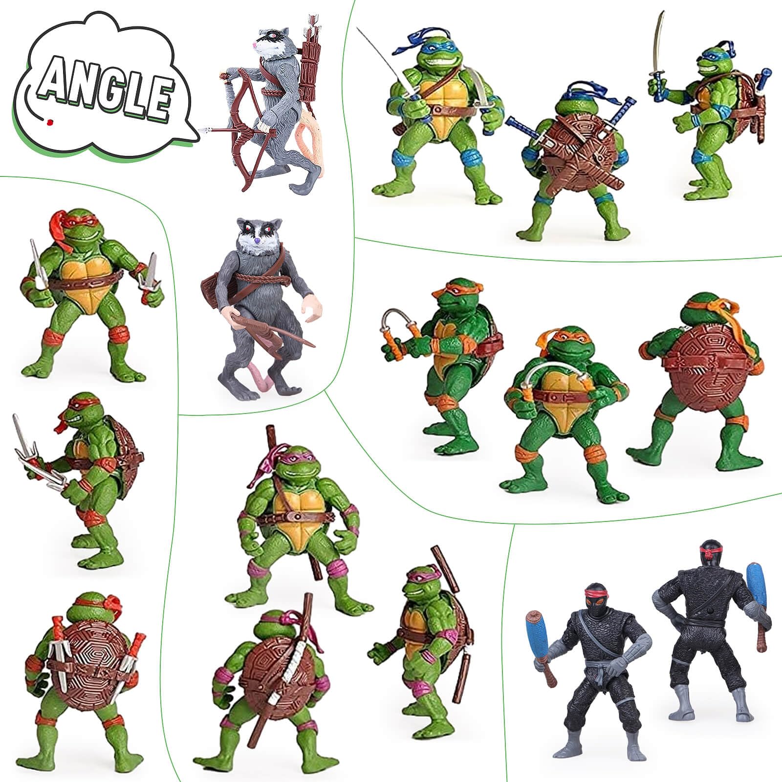 KLUKGE 6-Packs Turtles Action Figures 4.7 Inches Turtles Toys Multi-Jointed Movable Cartoon Turtle Toy Set Birthday Gifts for Friends and Fans
