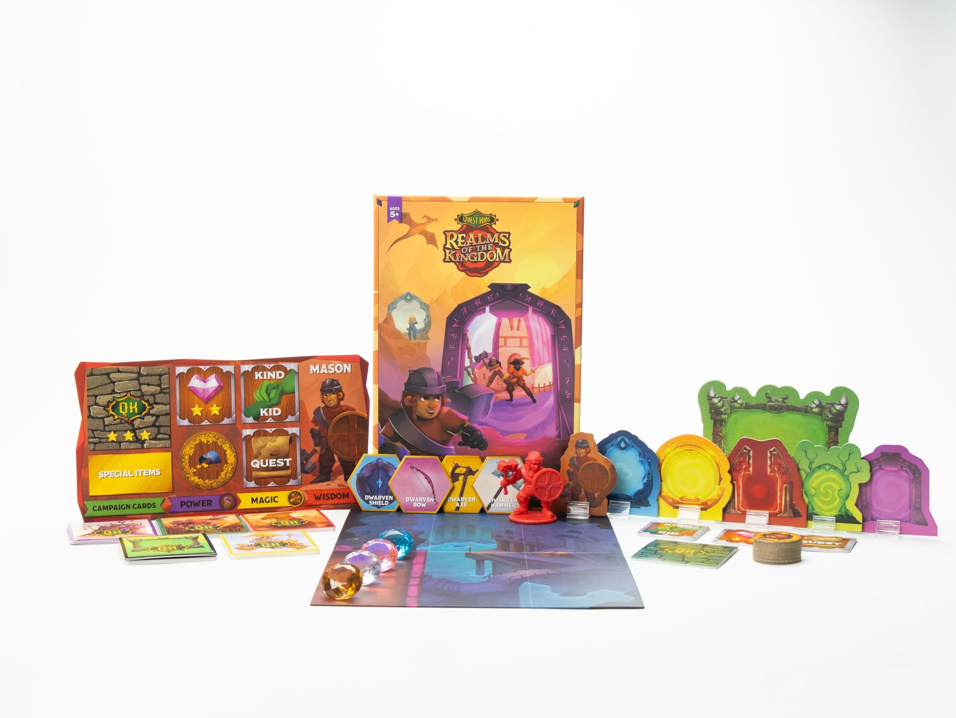 The Quest Kids Realms of The Kingdom Expansion - Family Fantasy Board Game for Kids Ages 5+ | Tabletop Adventure with New Hero, Gems & Quests |