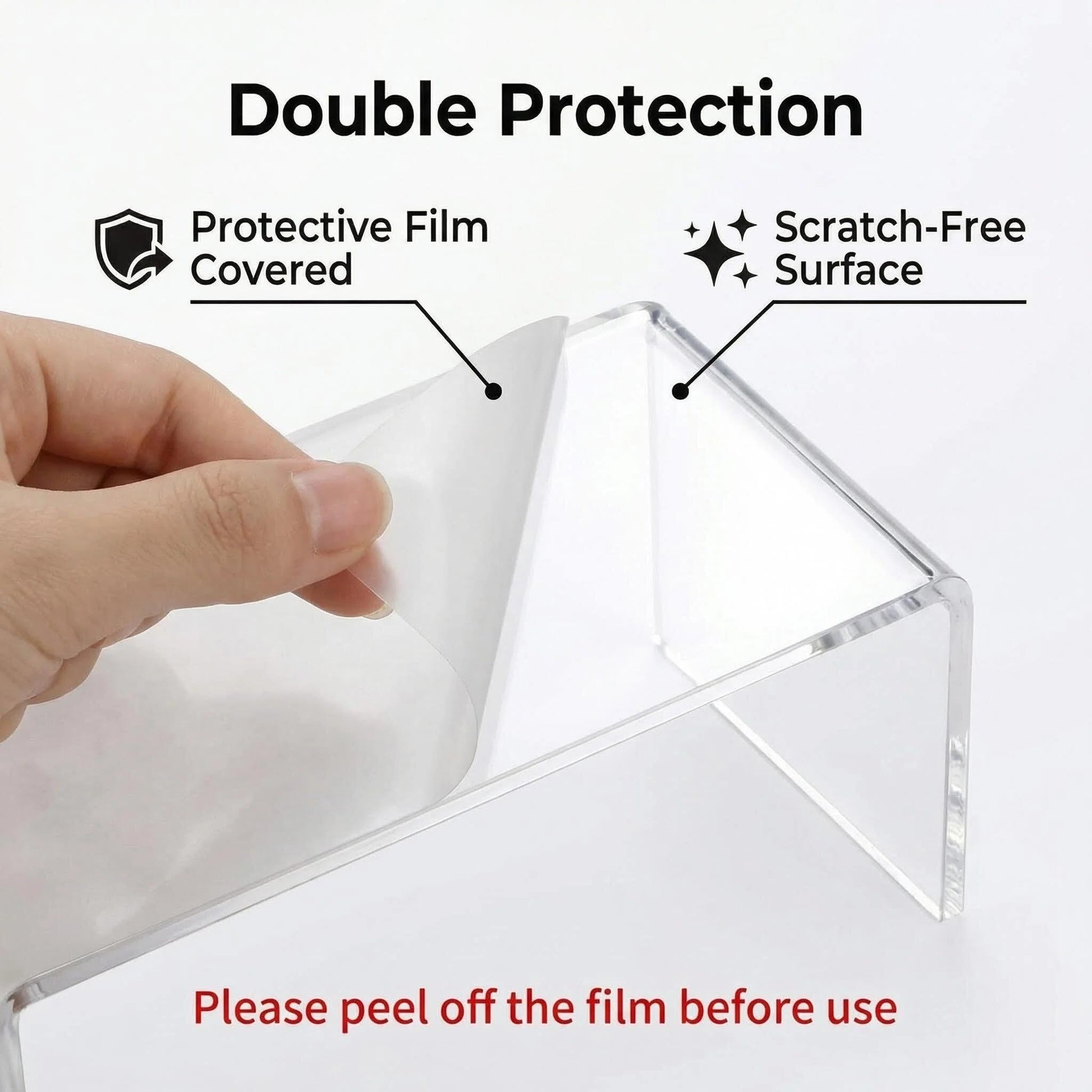 1:12 Miniature Acrylic Table - Modern Waterfall Rectangle Coffee Table for Dollhouse, Transparent Living Room Furniture & Display Stand for Miniatures