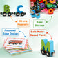Wondertoys Wooden Alphabet Train Toy 27 PCS Magnetic Alphabet ABC Letter Train Set Includes 42 PCS Flash Cards, 1 Engine and 1 Storage Box
