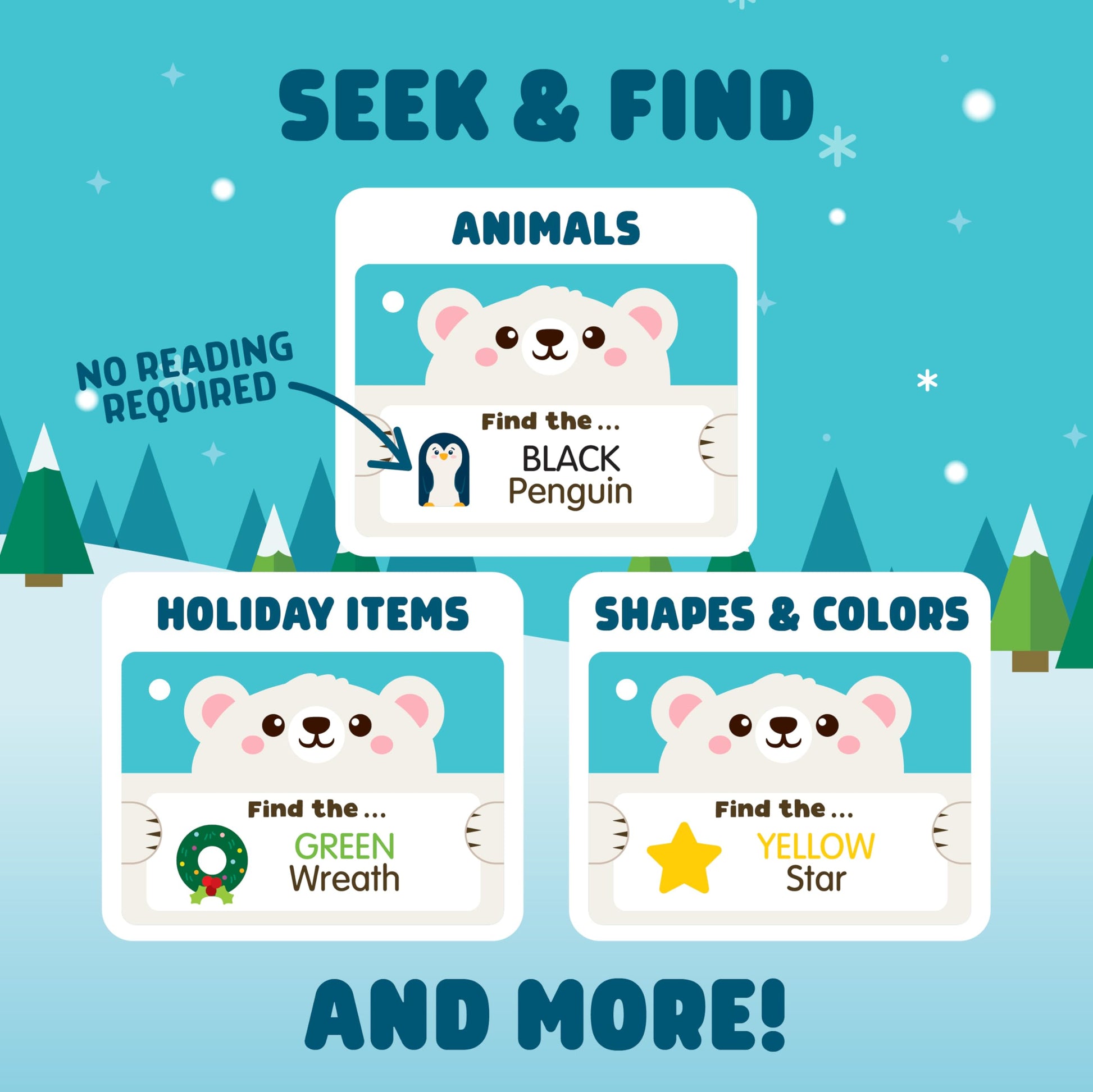 Chuckle & Roar Seek & Find Plush Polar Bear Game - Ages 3+, Multicolor, 1 Plush, 20 Cards - Portable Travel Toys - Screen Free Sensory Toys