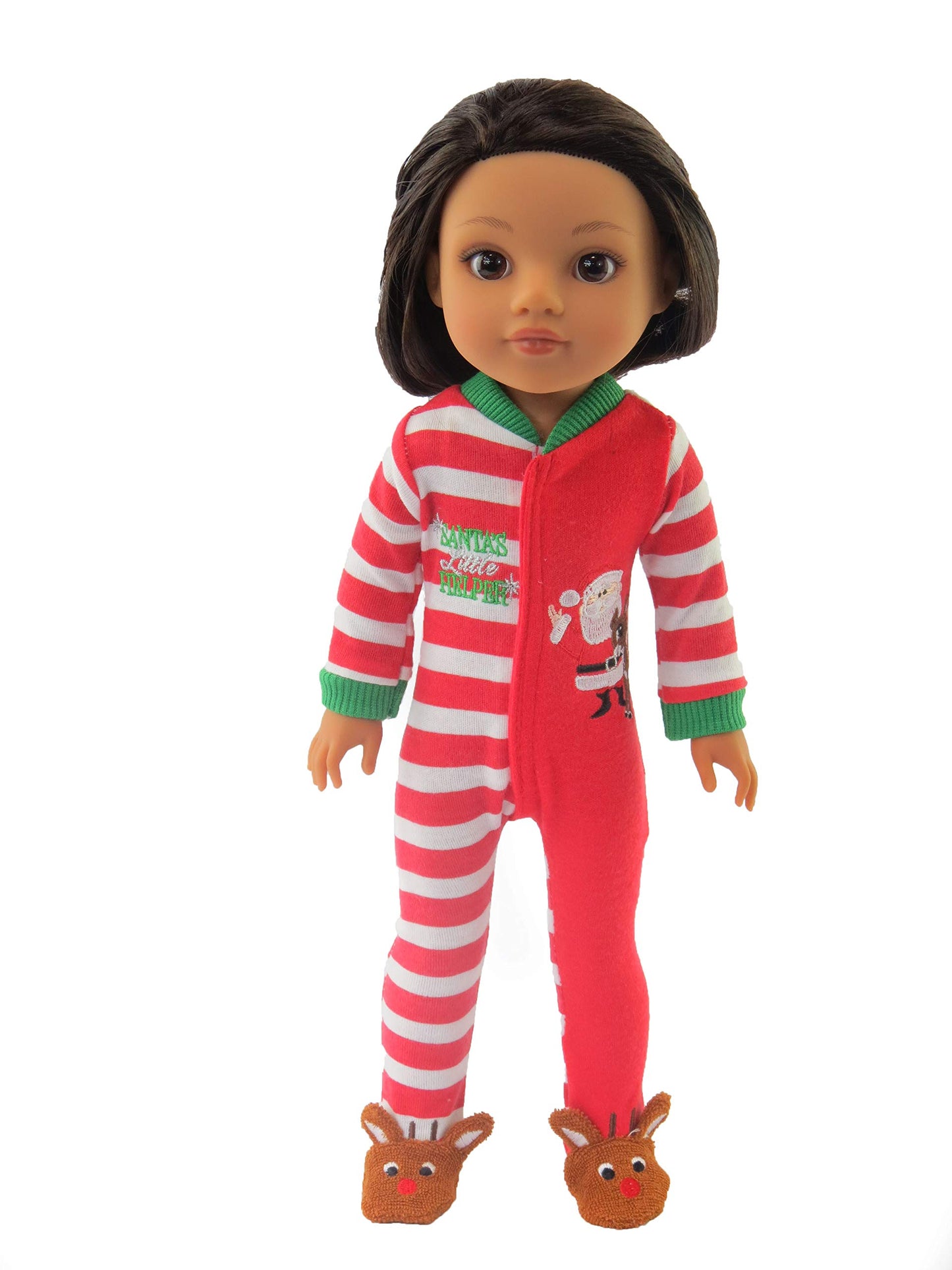 American Fashion World Santa’s Little Helper Onesie for 14-Inch Dolls | Premium Quality & Trendy Design | Dolls Clothes for Popular Brands
