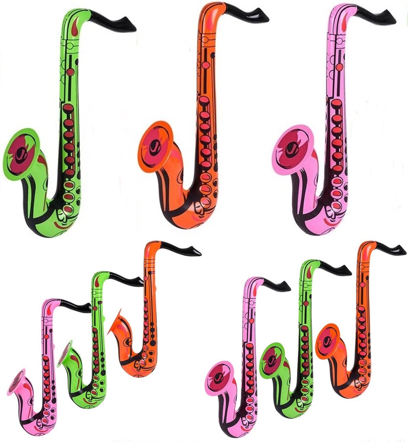 Inflatable Saxophone | 12 Pack | 24 Inch | Assorted Color