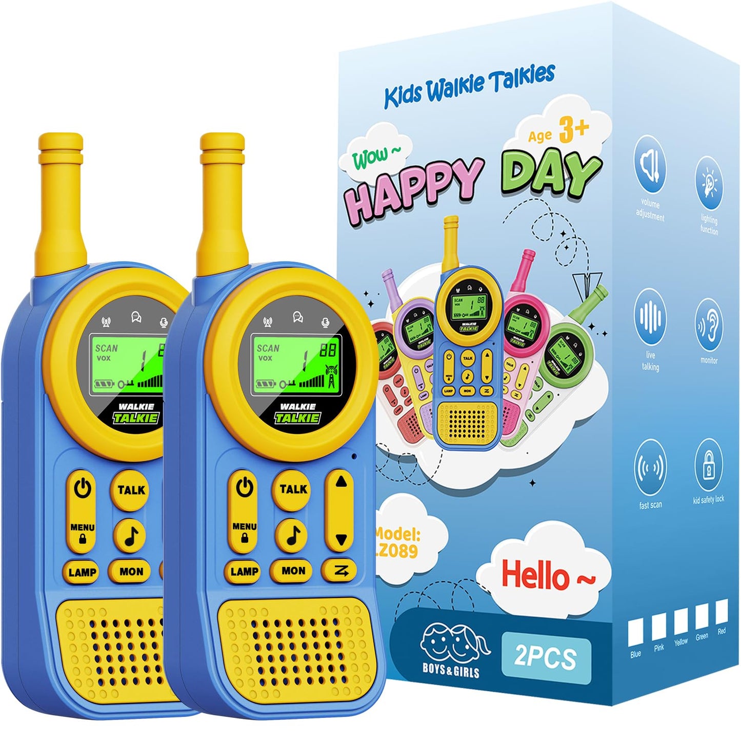 Ptnerbeh Walkie Talkies for Kids Toys: Toys for 3-12 Year Old Boys Girls - 22 Channels 2 Way Radio Toy with Backlit LCD Flashlight - 3 Miles Range for