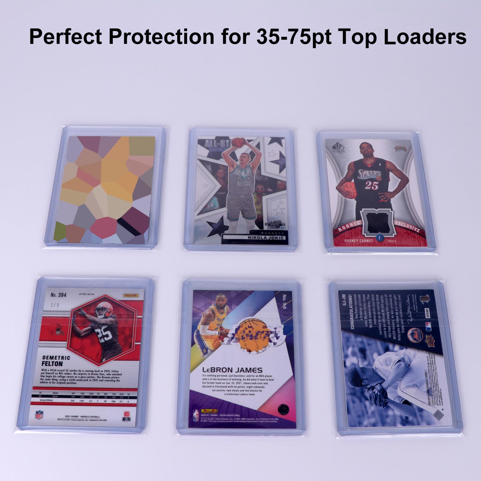 Rieton Top Loader Sleeves - Resealable Team Bags for 35-75PT Top Loader Cards (500pcs)